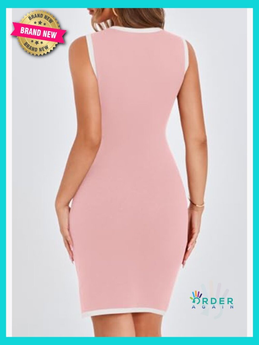 Women's Bodycon Knit Dress Crew Neck Sleeveless Work Business Casual Cocktail - Picture 2 of 7